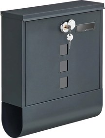Postaláda újságtartóval, névtáblával 30,5x9,5x33 cm, antracitszürke