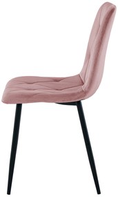 Rózsaszín bársony étkezőszék LIBRA fekete lábakkal