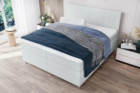 Kárpitozott Boxspring Ágy CARINA 140x200 cm világosszürke Matrac: Bonell rugós matrac