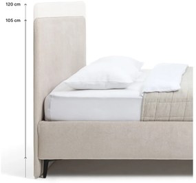Szürke kárpitozott franciaágy ágyráccsal 180x200 cm Noira Slim – Bonami Selection