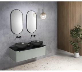 Sapho - TURF ráültethető mosdó, átmérő 44 cm, beton/fekete gránit