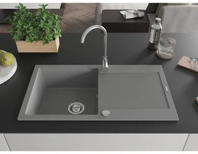 Mexen Leo - gránit mosogató 90x50cm, 1 kamrás, szürke, 6501901010-71