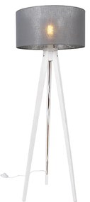 Modern állólámpa állvány fehér, szürke árnyalattal 50 cm - Tripod Classic