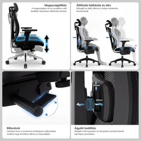 Ergonomikus irodai szék fekete hálós VECTOR