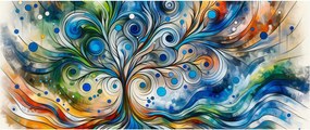 Kép – Színes energikus fa (120x50 cm)