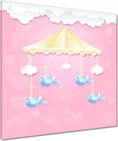 Vászonkép 60x60 Aranyos körhinta madárkákkal