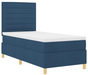 Box Spring Ágy matraccal &amp; LED Kék 100x200 cm Szövet