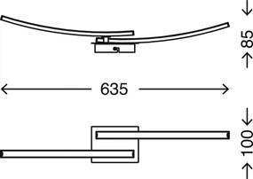 LED mennyezeti lámpa, 2 x 6 W, 230 V, 3000 K, matt króm
