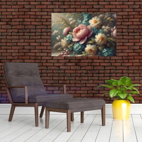 Kép - Természet csendélet virágokkal - festmény (90x60 cm)