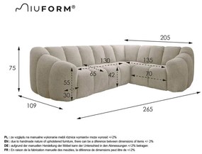 Bézs sarokkanapé (jobb oldali-L alakú) Shell – Miuform