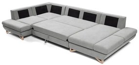 AVESTA kárpitozott U-alakú sarok ülőgarnitúra, ággyá nyitható, tárolóval, szürke
