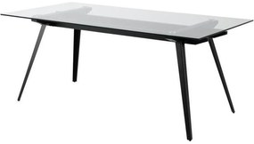 Asztal Oakland 156Fekete, 75x90x180cm, Edzett üveg, Fém