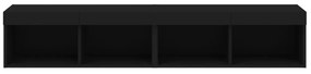 2 db fekete TV-szekrény LED-világítással 80x30x30 cm