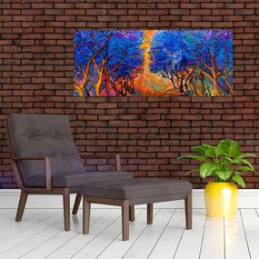 Kép - őszi fa koronák, modern impresszionizmus (120x50 cm)