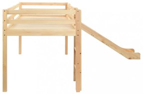 Fenyőfa gyermek galériaágy-keret csúszdával/létrával 97x208 cm