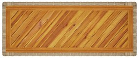 bézs polyrattan kerti kisasztal fa asztallappal 100x40x75 cm