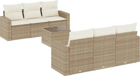 vidaXL 7 részes bézs polyrattan kerti ülőgarnitúra párnákkal