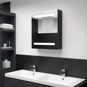 fekete LED-es tükrös fürdőszobaszekrény 50 x 14 x 60 cm