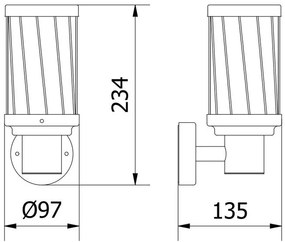 Lámpa Kerti lámpatest KERTA-A, E27, MAX.12W, IP44, AC220-240V ,50-60Hz,falra szerelhető, grafit