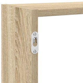 sonoma tölgyszínű szerelt fa fali kockapolc 7 rekeszes színű