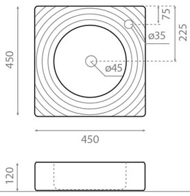 Bathco 0081 - GOTA ráépíthető mosdó 45x45 cm, porcelán, fehér