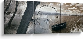 Egy csónak képe a tavon (órával) (90x30 cm)