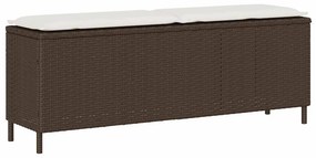 vidaXL barna polyrattan kerti pad párnával 110x30x40,5 cm