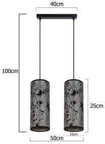Csillár zsinóron AVALO 2xE27/60W/230V szürke/fekete
