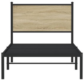 sonoma tölgy színű fém ágykeret matrac nélkül 75 x 190 cm