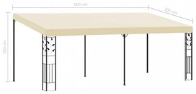 vidaXL krémszínű falra szerelhető pavilon 6 x 3 x 2,5 m