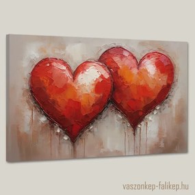 Romantikus vörös szívek falikép – a szeretet hangulata 60x40 cm