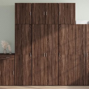 barna tölgy színű szerelt fa magasszekrény 80 x 42,5 x 249 cm
