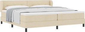 vidaXL Boxrugós ágy matracmal fejtámlával Krém 200 x 200 cm szövet