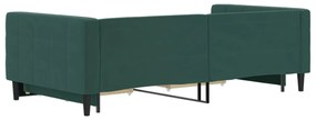 sötétzöld kihúzható bársony heverő fiókkal 100 x 200 cm