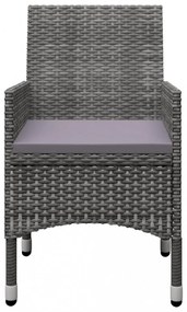 9 részes szürke polyrattan és üveg kerti étkezőgarnitúra