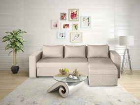 Napoli megfordítható kihúzható kanapé, tárolóládával, bézs 247x148x78 cm