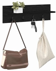 Fali Kabáthorog polcokkal Musta tammi 60 x 10.5 x 18 cm Faanyag
