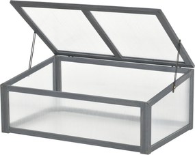 Outsunny Hidegkeret Fa, Mini Üvegház 100 x 65 x 40 cm, Üvegház Fedéssel, UV Védelemmel, Fényáteresztő Hidegkeret Doboz, Télen is Használható Magaságyá