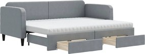 vidaXL világosszürke kihúzható szövet heverő fiókokkal 80 x 200 cm