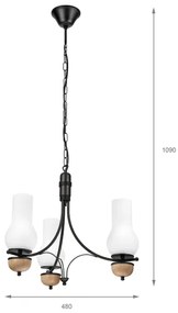 Brilagi - LED Csillár láncon COTTAGE 3xE14/40W/230V bükkfa/fehér