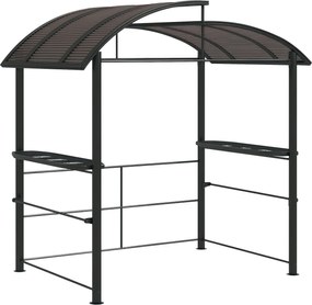 Outsunny Grill Színpadi Tetővel, Tűzálló, BBQ Pavilon 2 Polccal, Grill Napernyő UV Védelemmel, Pergola Kerthez, Erkélyhez, Acél PC Sötétszürke, 240 x