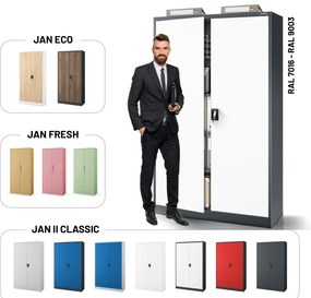 Fém iratszekrény JAN II, 1150 x 185 x 400 mm, antracit-fehér