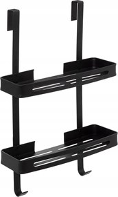 Zuhanykabin Polc Kétszintes Fekete 32,5x16x60 CM Kozmetikumokhoz