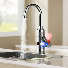 Átfolyós vízmelegítő LED kijelzővel 3000W/230V IPX4 rozsdamentes