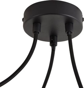 Design függőlámpa fekete fa mintás búrával és opálüveggel 3-lámpás - Tulip