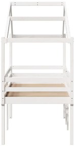 fehér tömör fenyőfa magasított ágy tetővel 80 x 200 cm
