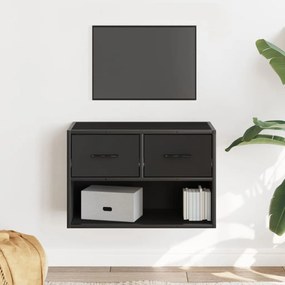 fekete szerelt fa és fém TV-szekrény 60 x 31 x 39,5 cm