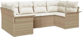 vidaXL Kerti Kanapé Szett párnával tárolóval 6 pcs Bézs Poli rattan