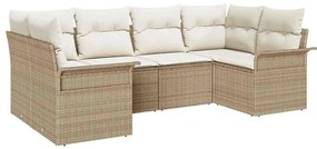 vidaXL Kerti Kanapé Szett párnával tárolóval 6 pcs Bézs Poli rattan