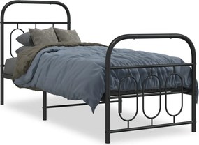 vidaXL fekete fém ágykeret fej- és lábtámlával 75 x 190 cm